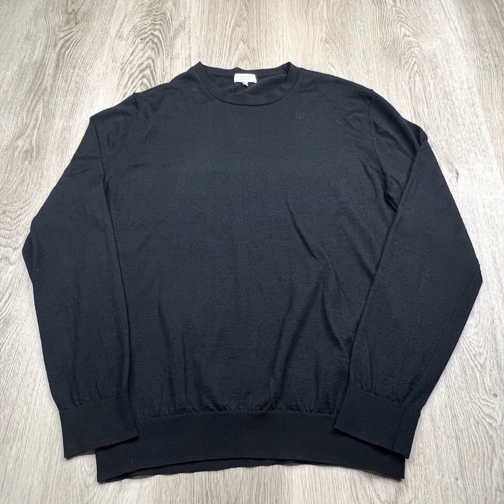 Reiss Merino Wool Lightweight Pullover Sweater Mens Size 2XL Black
